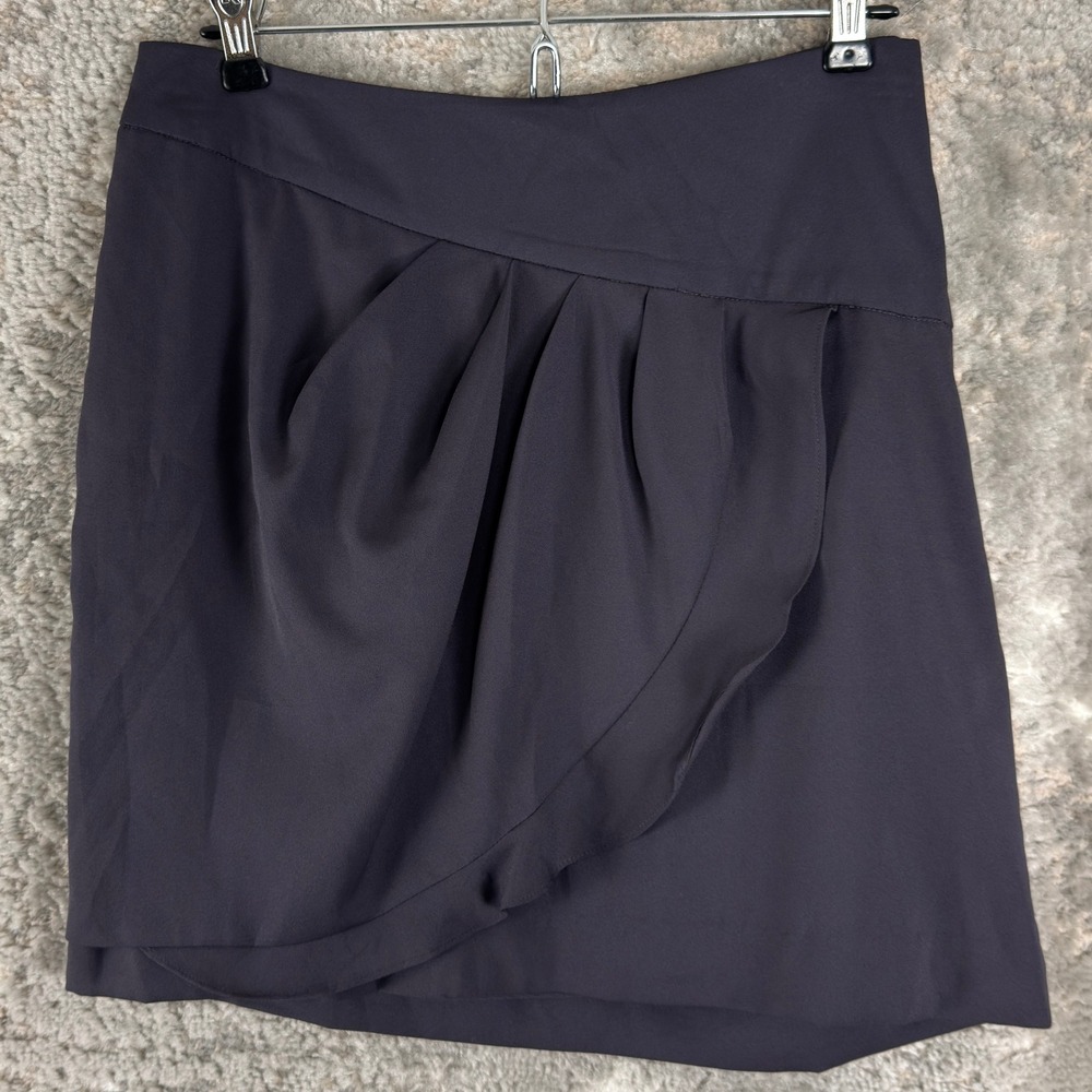 Banana Republic Size 6 Pleated Drape Mini Skirt Charcoal Gray Sleeveless Women